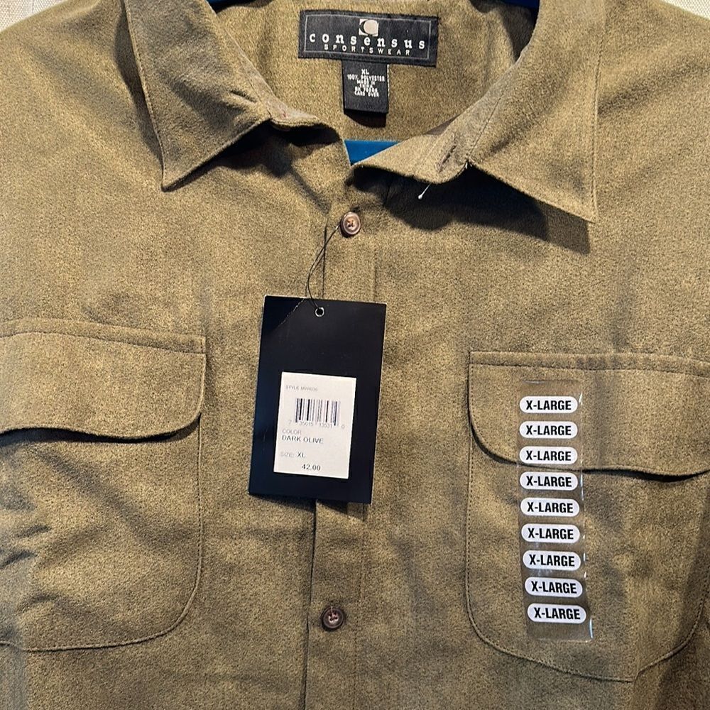 Dark Olive Long Sleeve Button Up Shirt - Picture 2 of 3